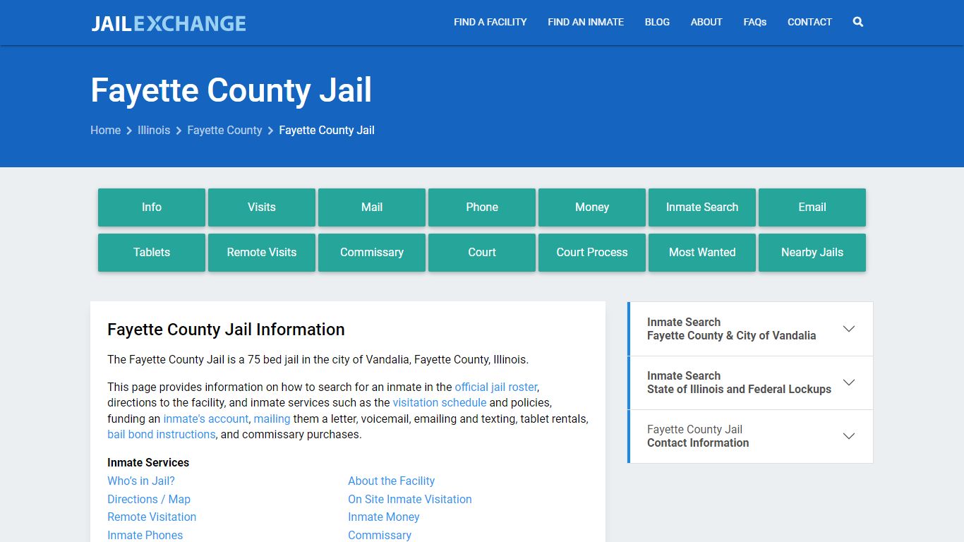Fayette County Jail, IL Inmate Search, Information