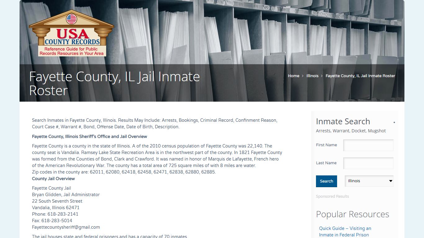 Fayette County, IL Jail Inmate Roster | Name Search